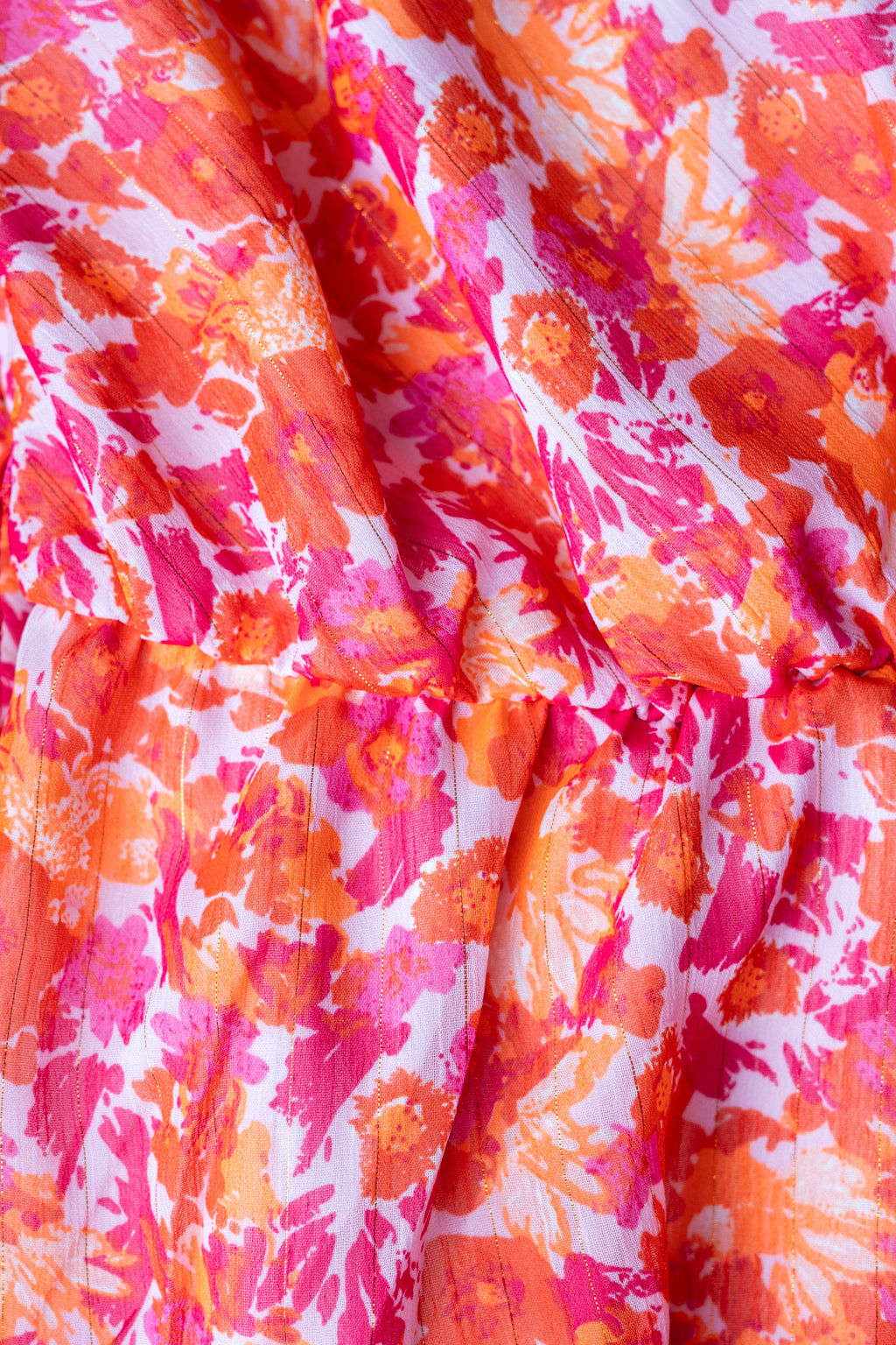 Maxikleid mit floralem Print und Gürtel (Pink-Orange)