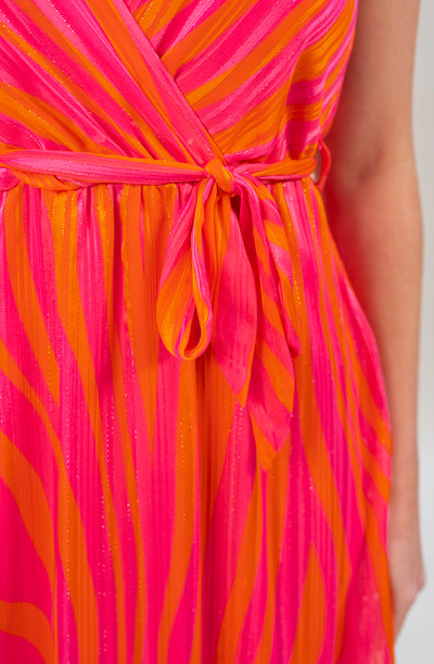Minikleid mit Spaghettiträgern (Pink-Orange)