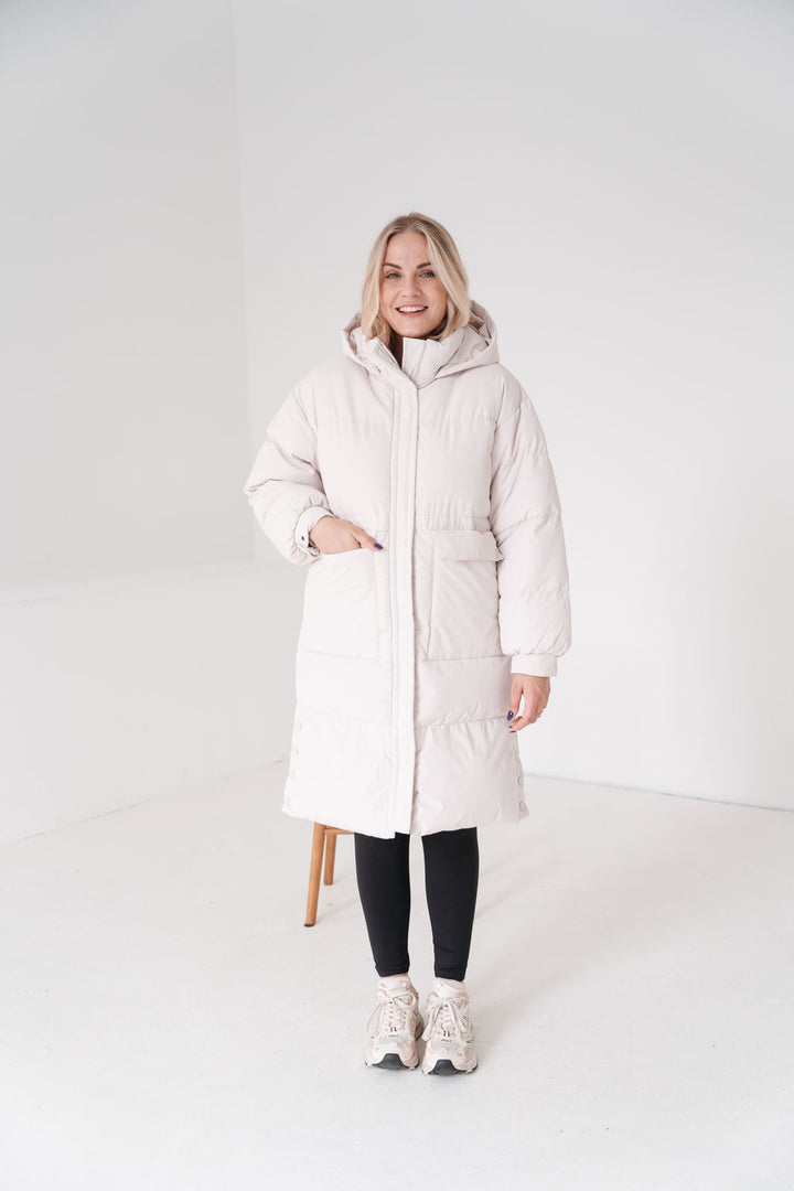 Steppjacke mit aufgesetzten Taschen (Beige)