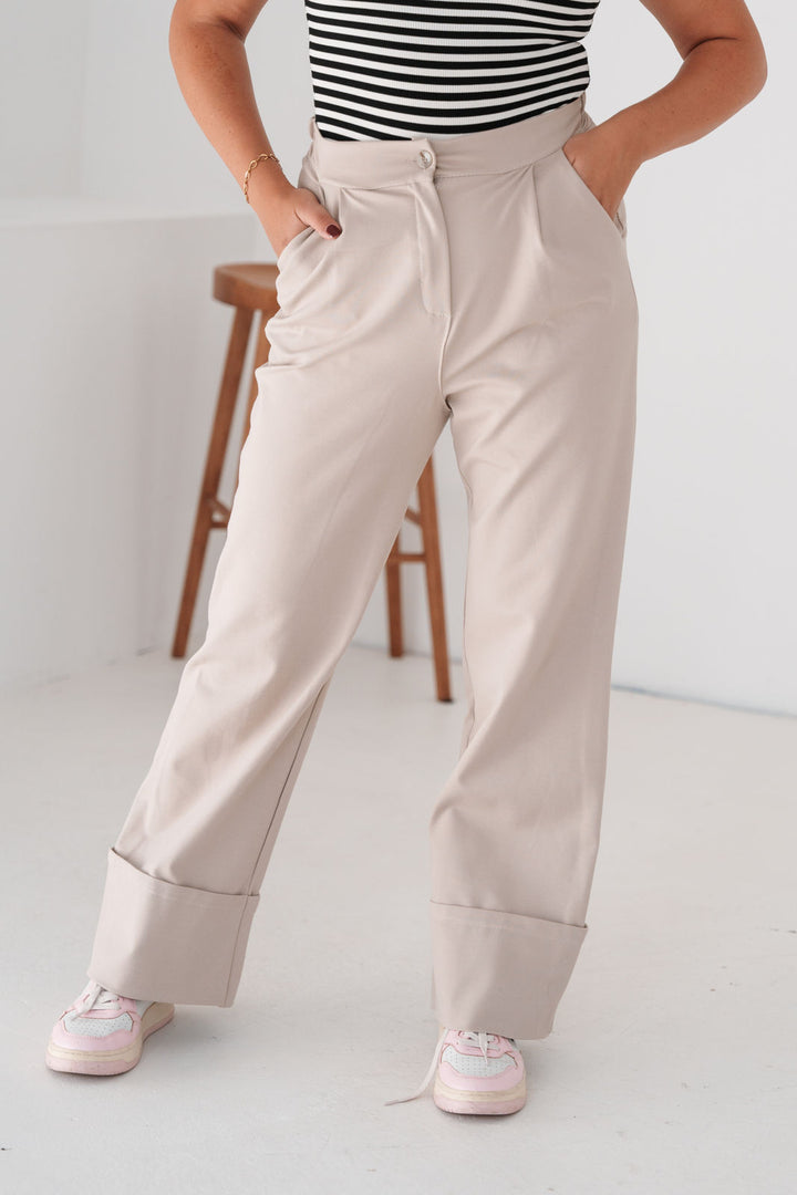 Hose mit weitem Bein (Beige)