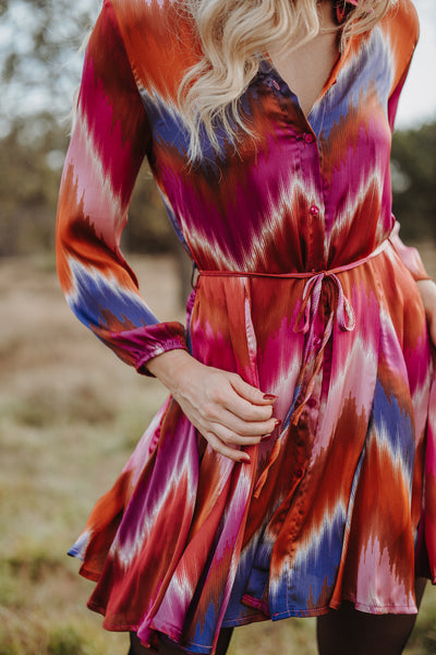 Kurzes Kleid mit ausgestelltem Rock (Lila-Buntmix)