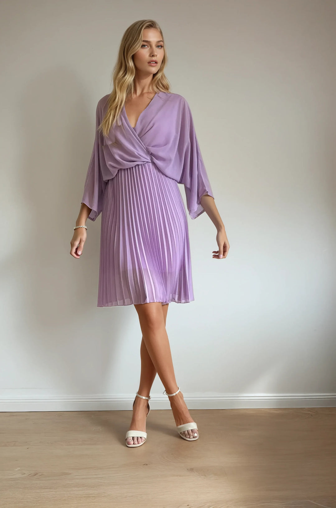 Midikleid mit Plisseerock (Flieder)