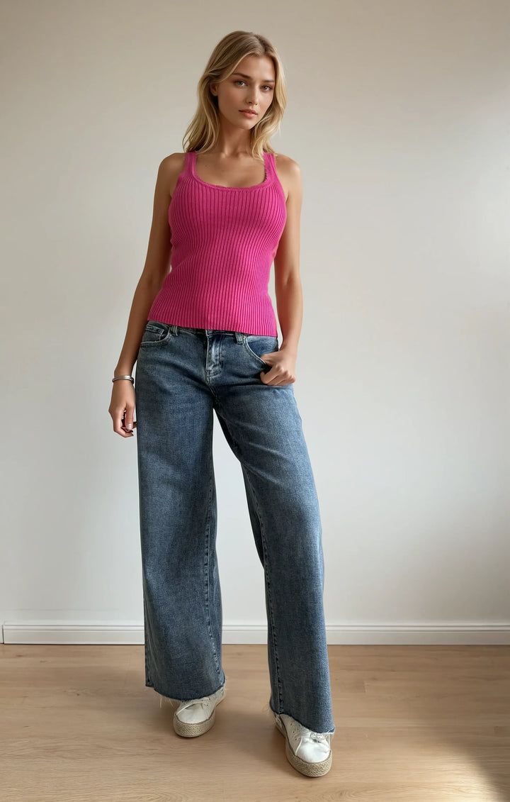 Top mit Rundhalsausschnitt (Pink)