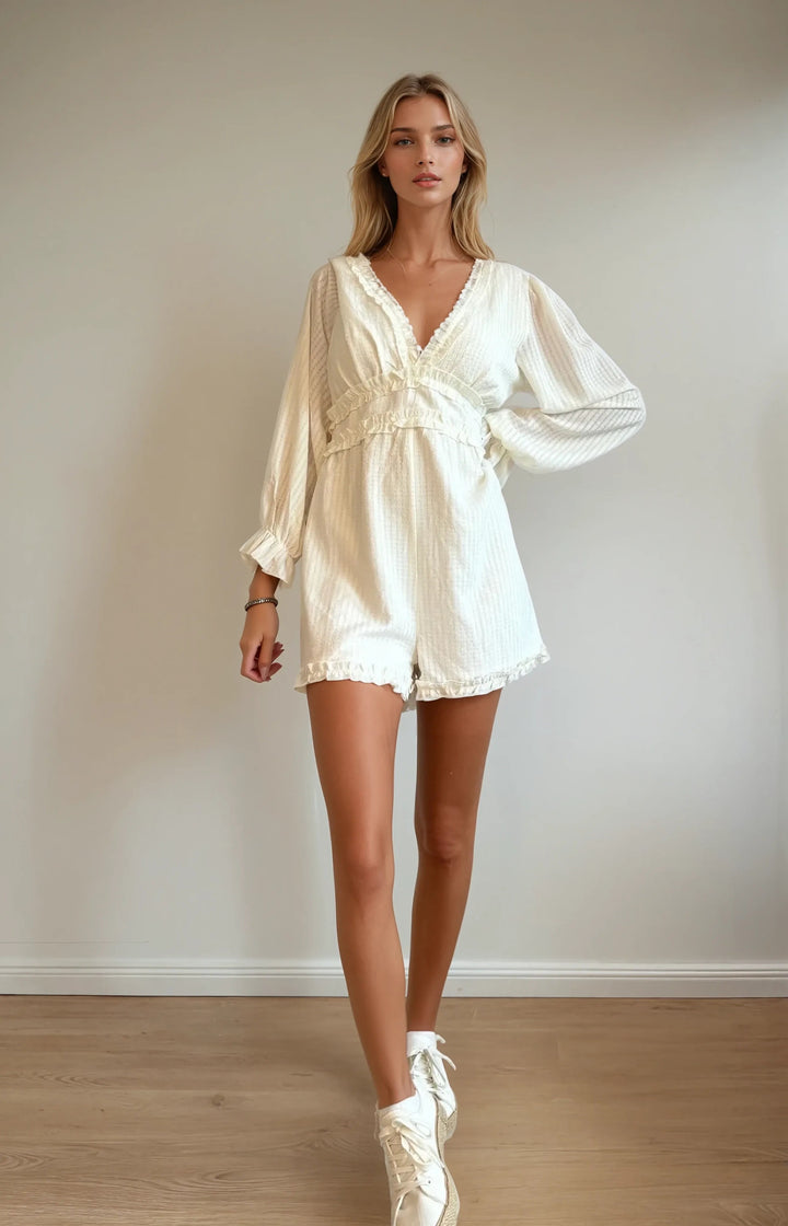 Jumpsuit mit Rüschen (Creme)