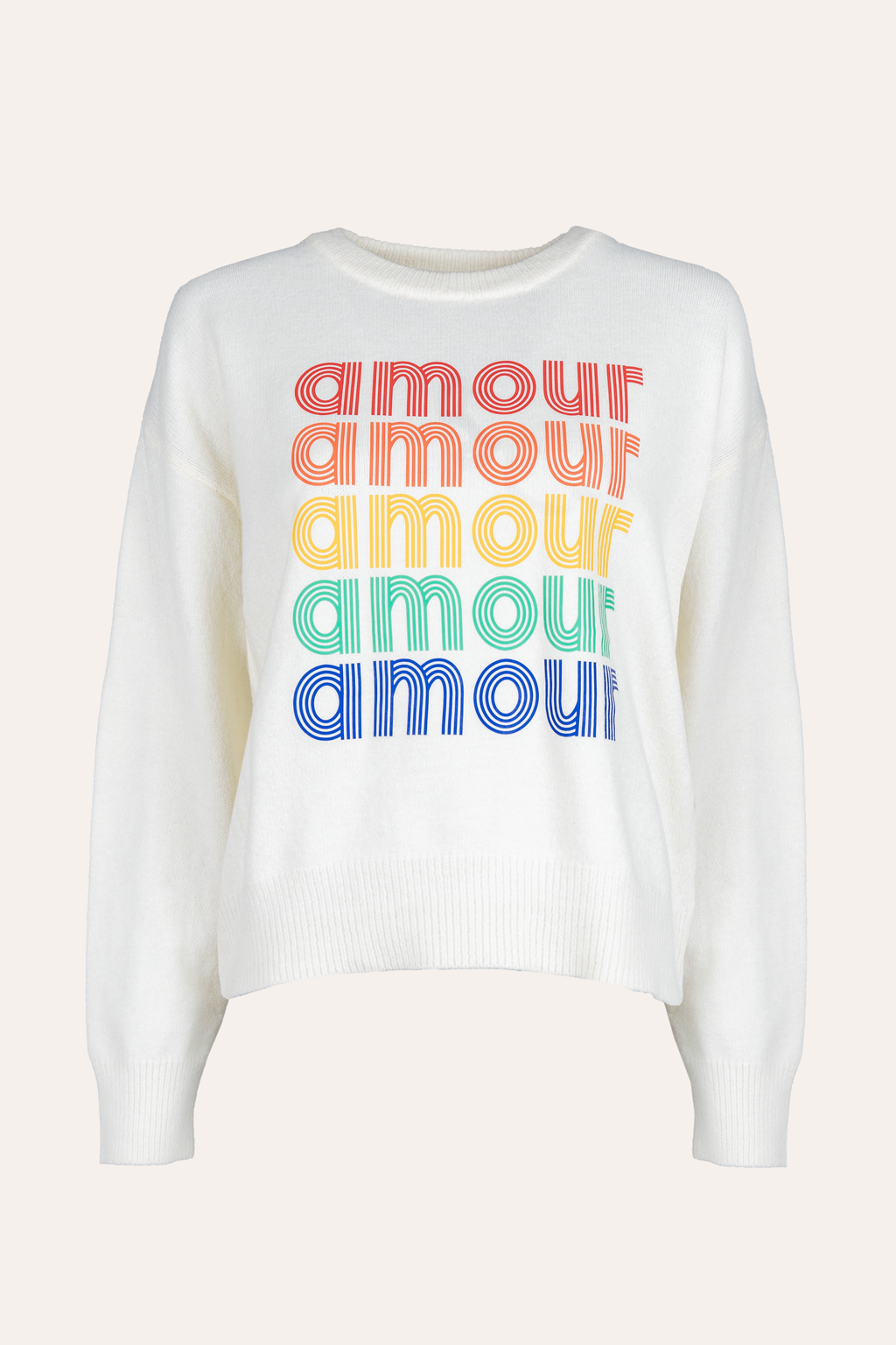 Pullover mit Schriftzug Amour (Creme)