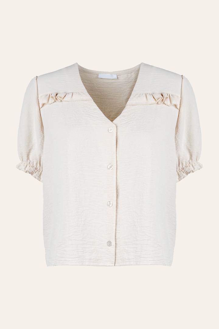 Kurze Bluse mit Rüschen (Beige)