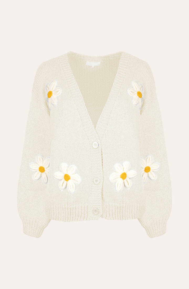 Cardigan mit Gänseblümchen (Creme)