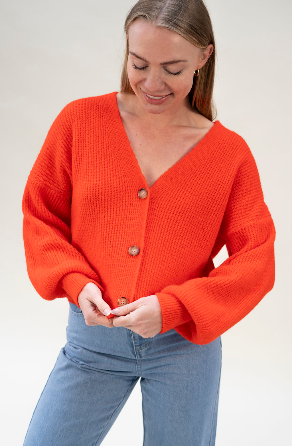 Cardigan mit Knopfleiste (Rot)