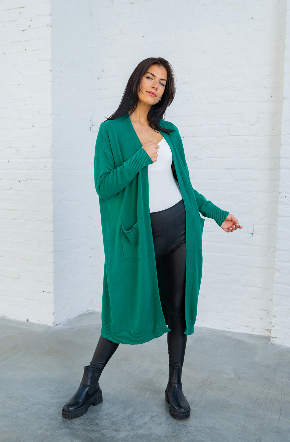 Maxi Cardigan mit Taschen (Türkis-Grün)