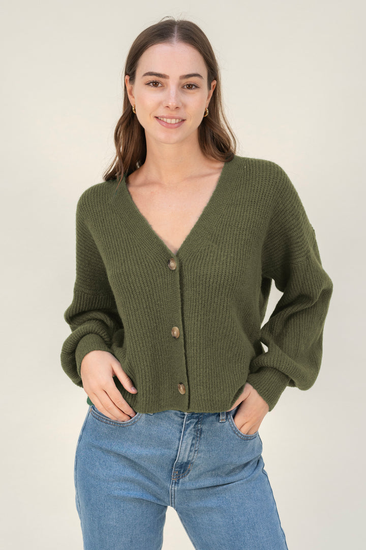 Cardigan mit Knopfleiste (Khaki)