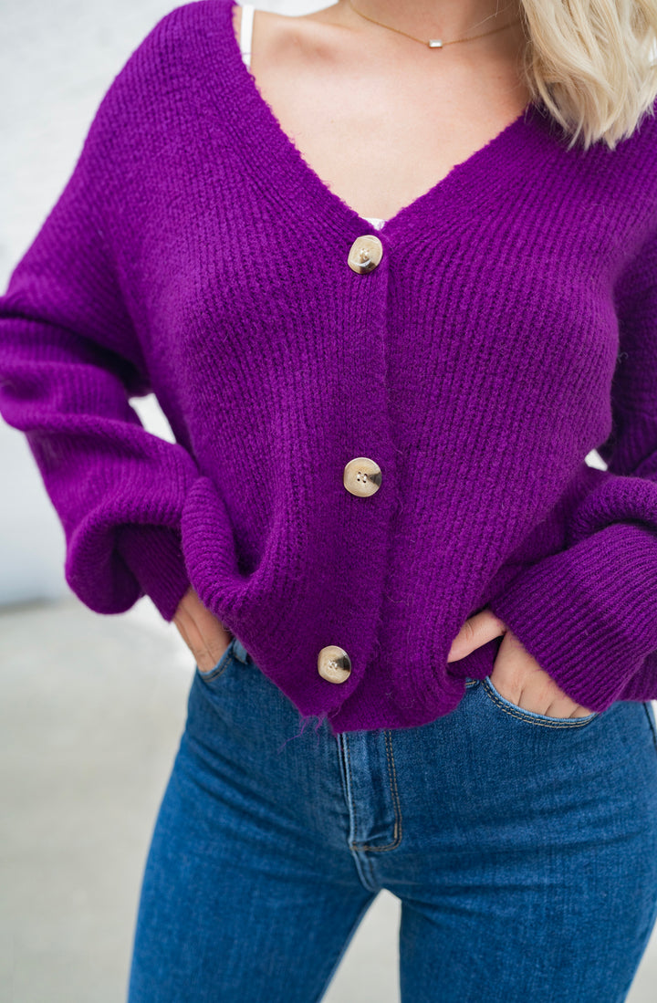 Cardigan mit Knopfleiste (Lila)