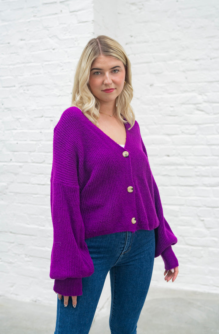 Cardigan mit Knopfleiste (Lila)