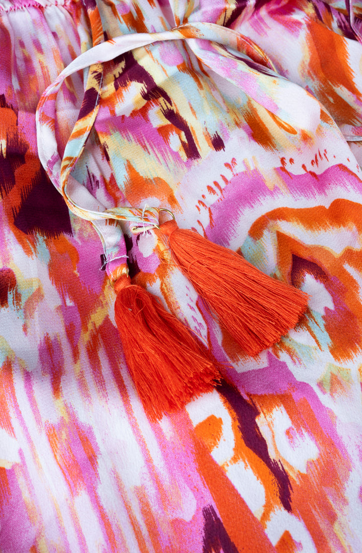 Maxikleid mit Print (Pink-Orange)