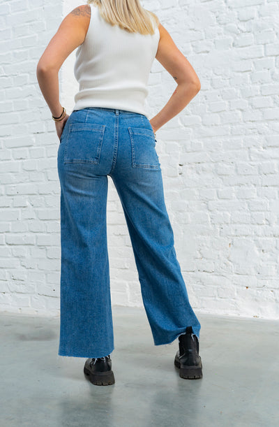 Jeans mit weitem Bein (Blau)