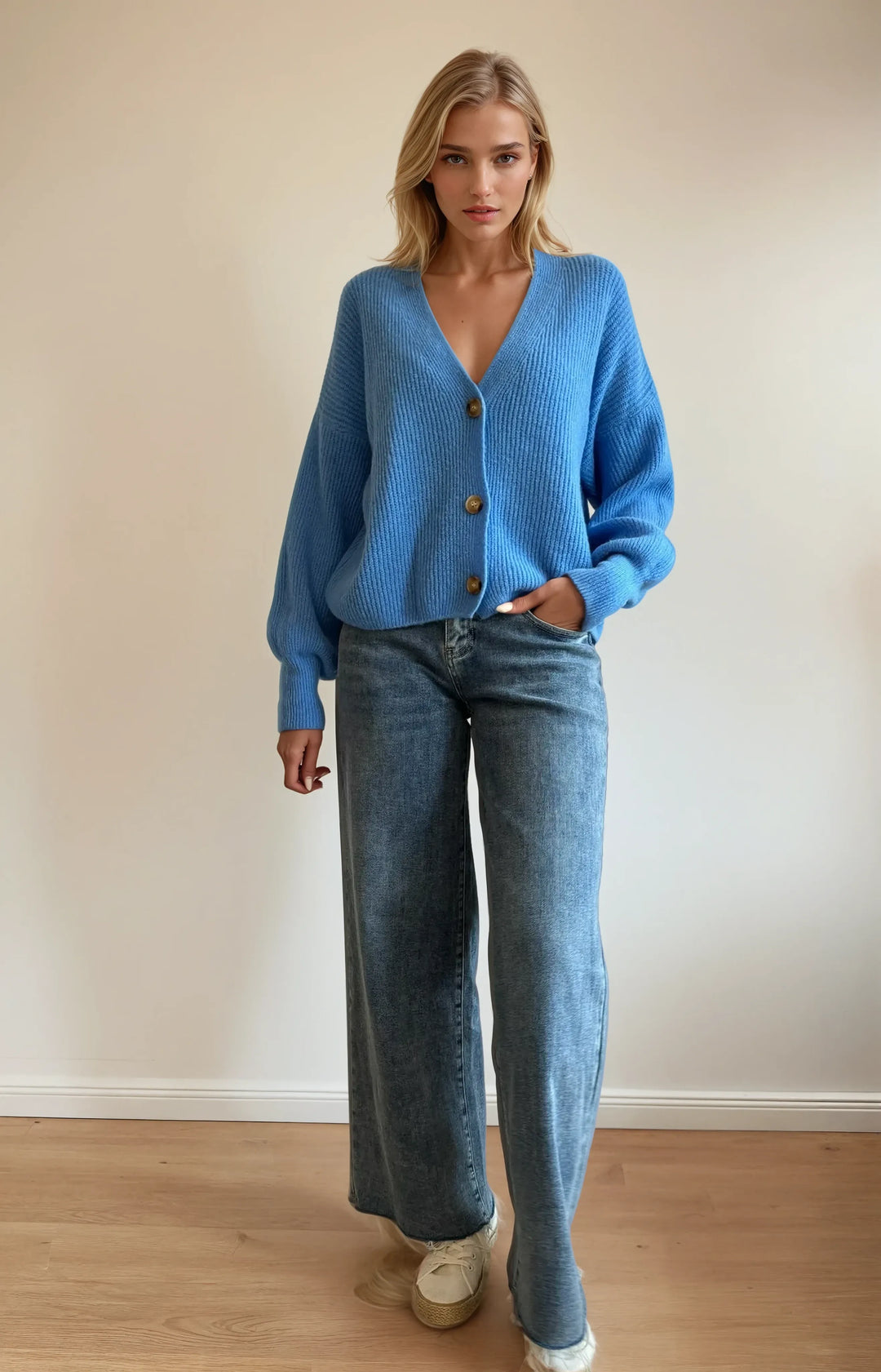 Cardigan mit Knopfleiste (Jeansblau)