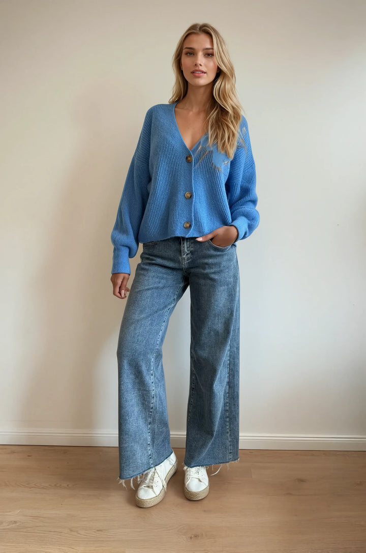 Cardigan mit Knopfleiste (Jeansblau)