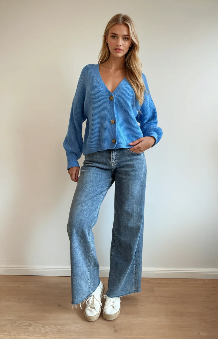 Cardigan mit Knopfleiste (Jeansblau)