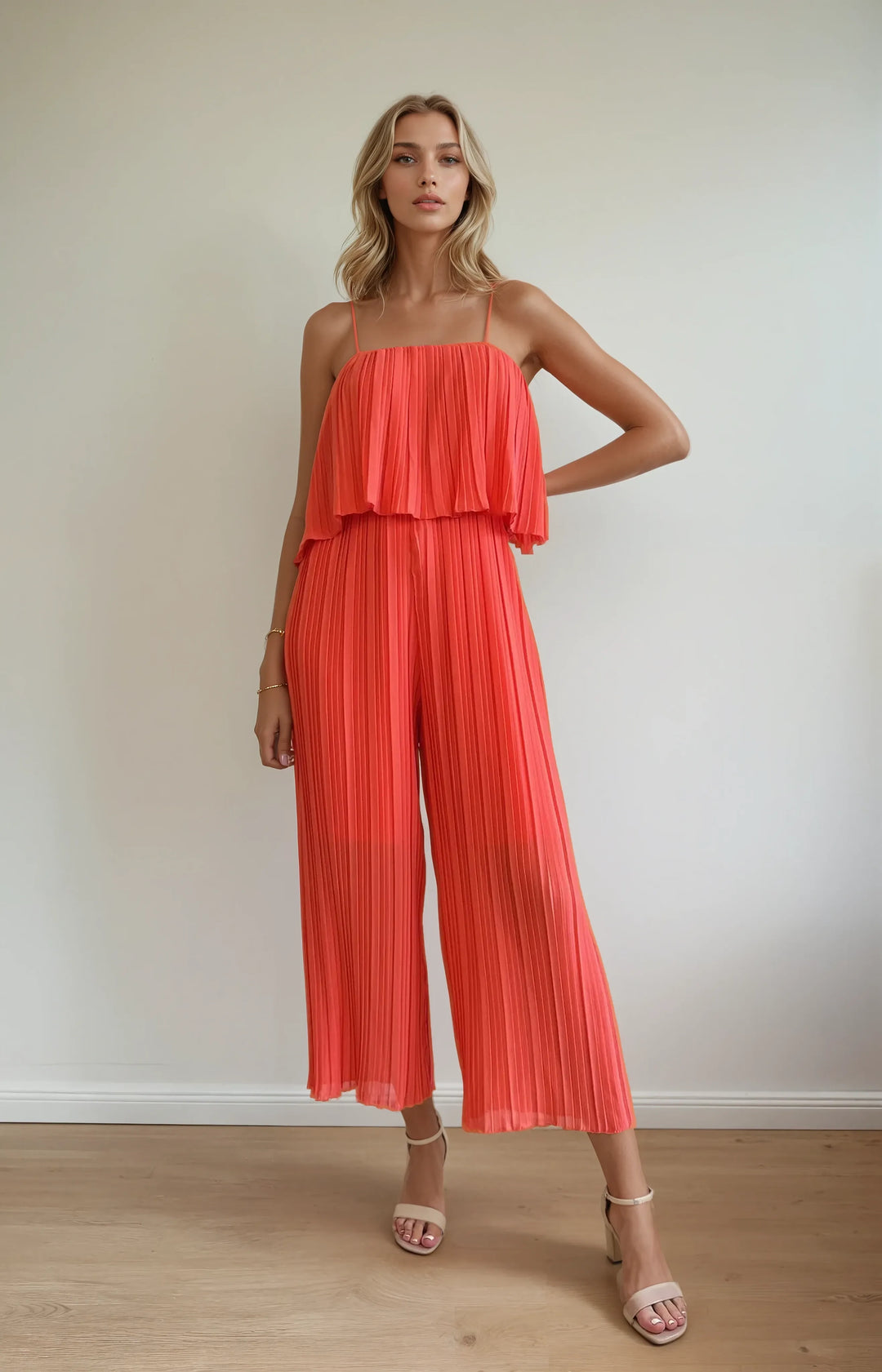 Jumpsuit in Faltenoptik (Peach)