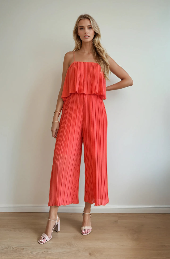 Jumpsuit in Faltenoptik (Peach)