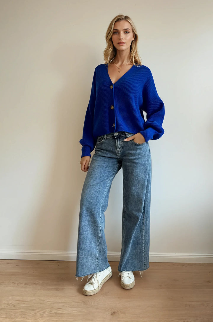 Cardigan mit Knopfleiste (Königsblau)