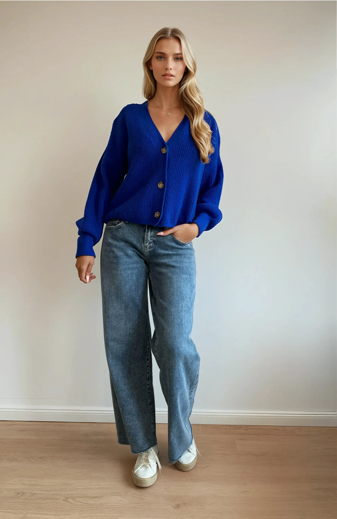 Cardigan mit Knopfleiste (Königsblau)