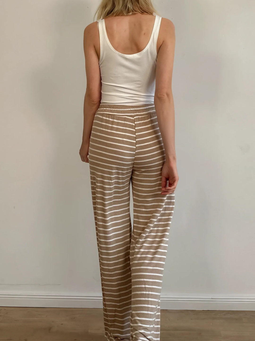 Stoffhose mit Streifen (Beige Weiss)