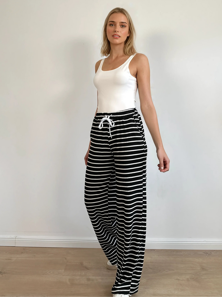 Stoffhose mit Streifen (Schwarz Weiss)