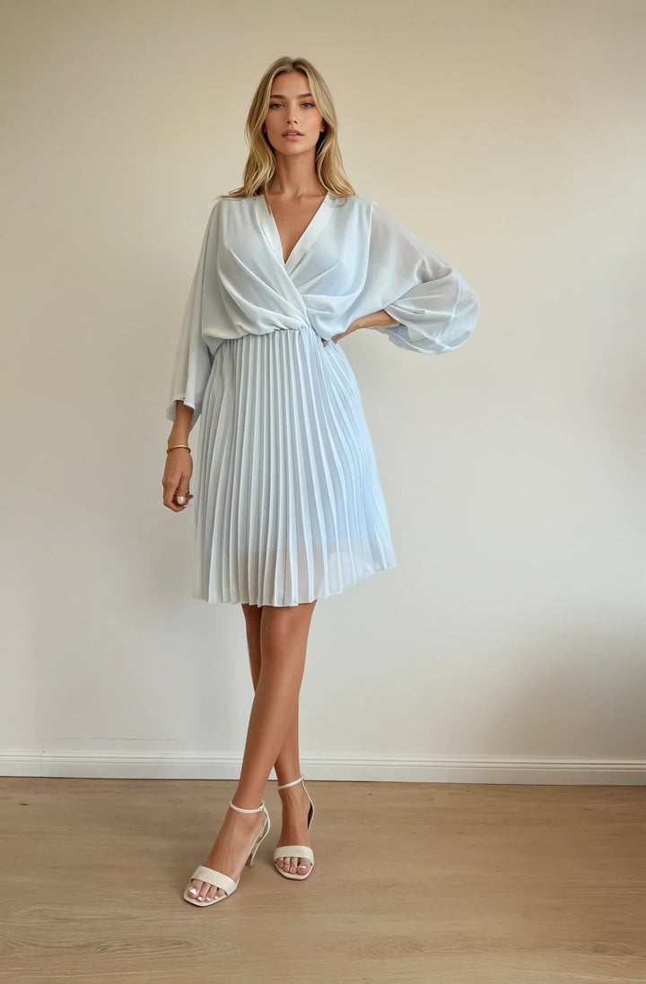 Midikleid mit Plisseerock (Hellblau)