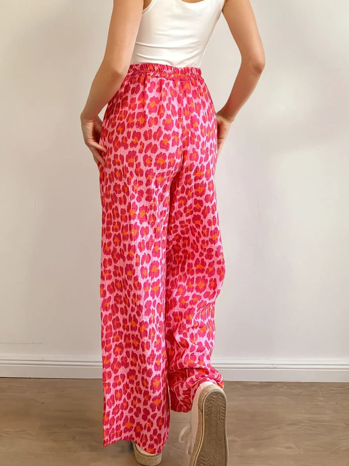 Musselin Hose (Rosa Rot Leomuster)