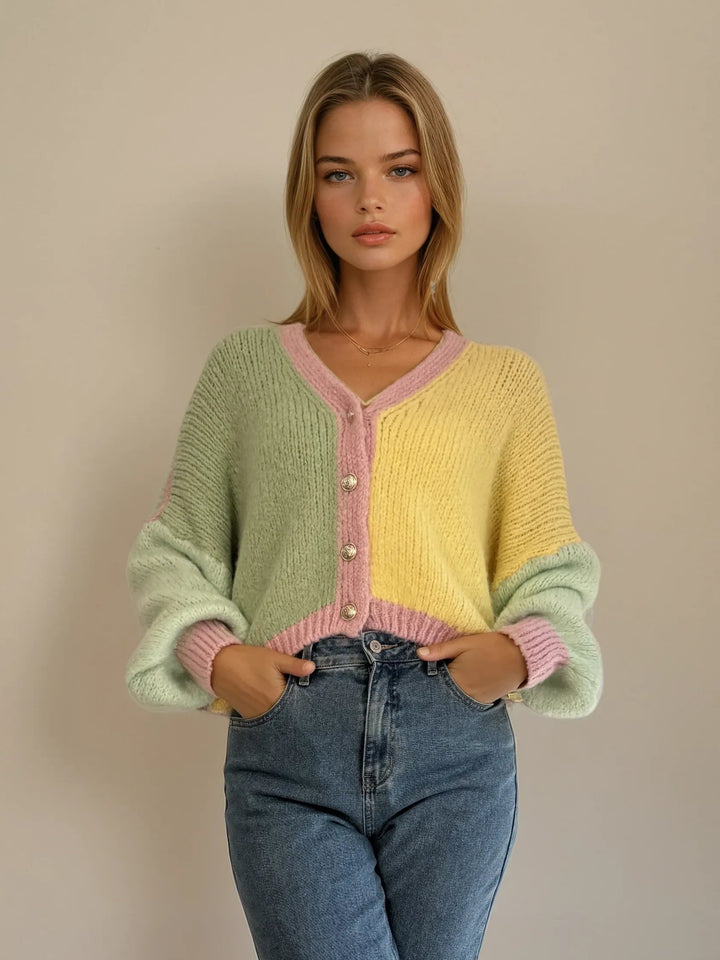 Strick-Cardigan in Pastellfarben (Gelb, Grün, Rosa)