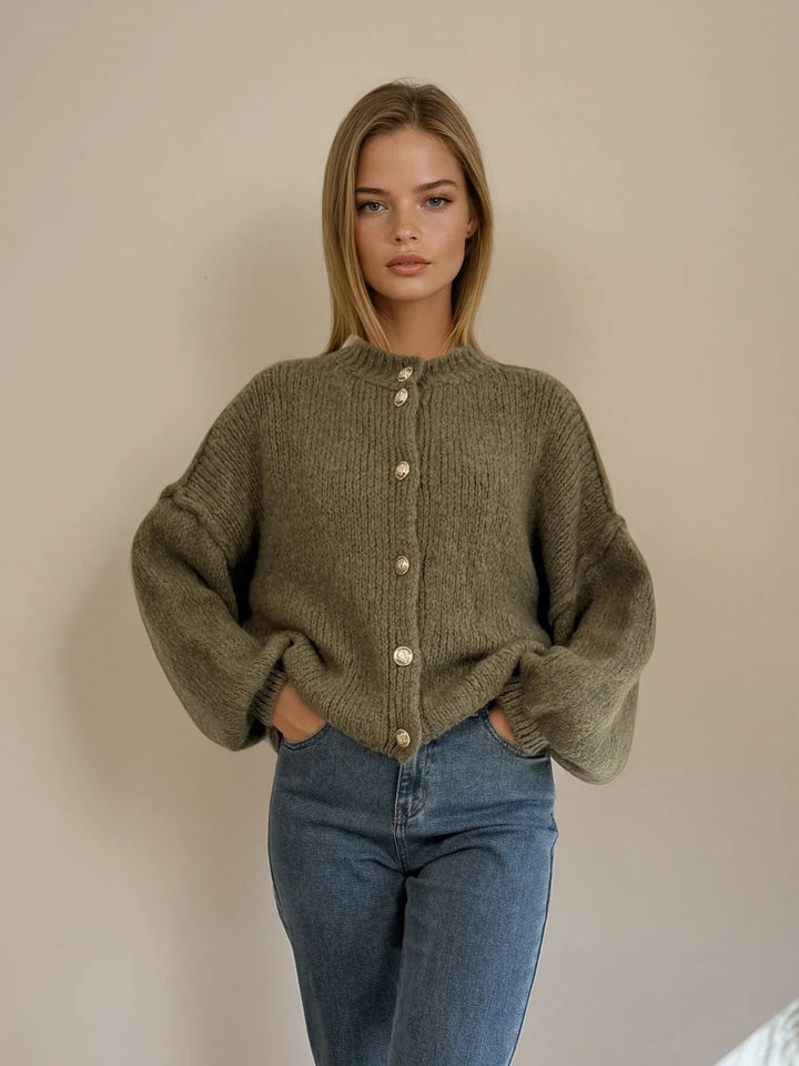 Strickjacke mit Knopfleiste (Khaki)