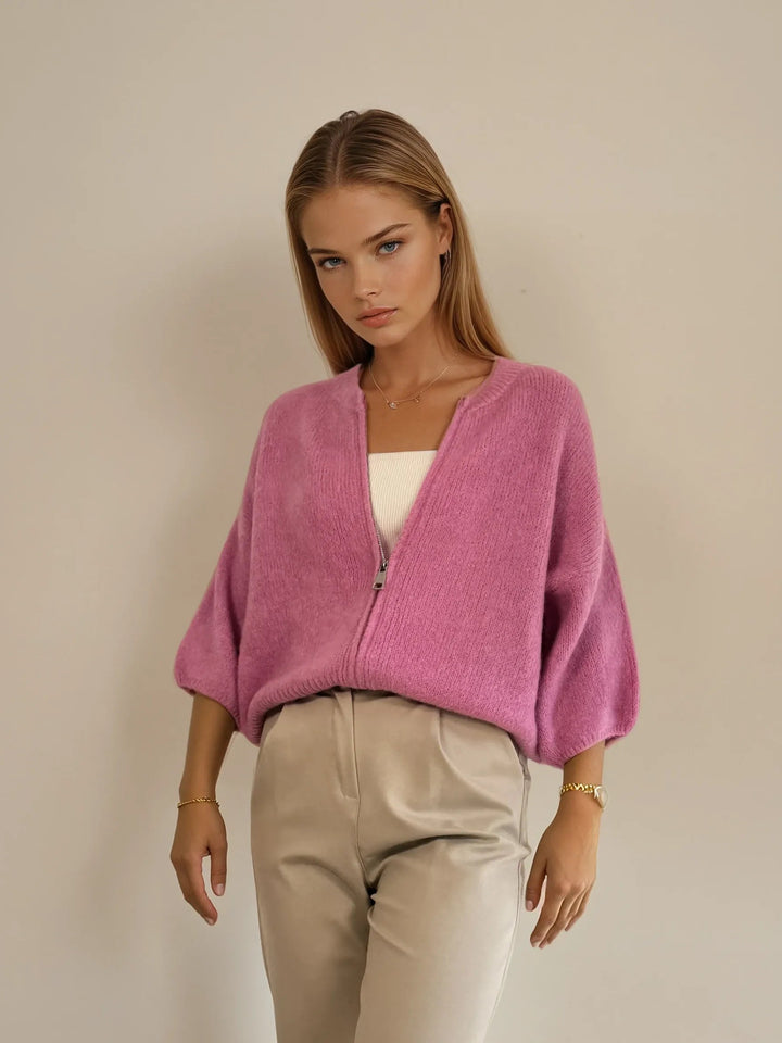 Strick-Cardigan mit Zipper (Pink)