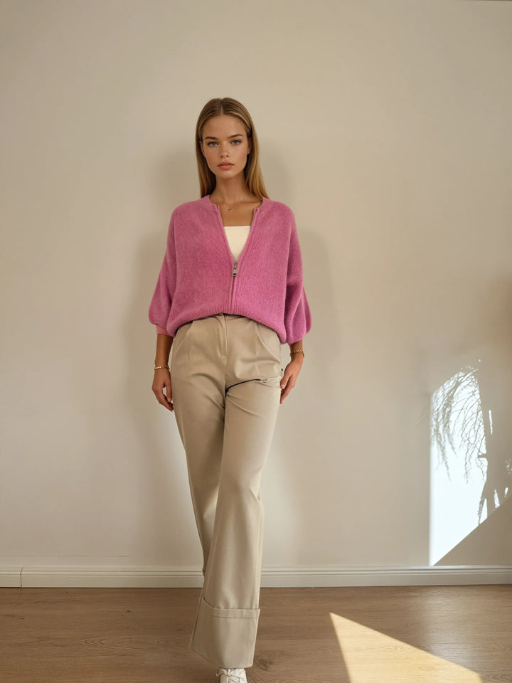 Strick-Cardigan mit Zipper (Pink)