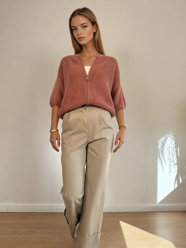 Strick-Cardigan mit Zipper (Rost)