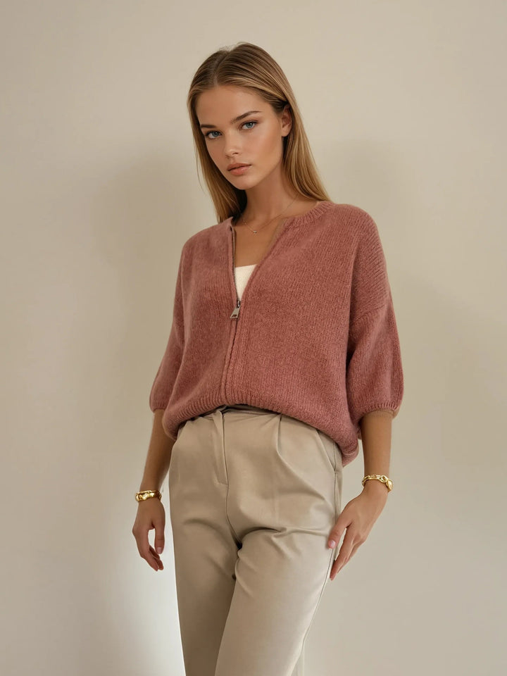 Strick-Cardigan mit Zipper (Rost)