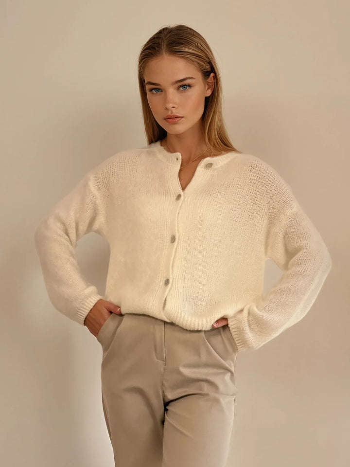 Cardigan mit Knopfleiste (Weiß)