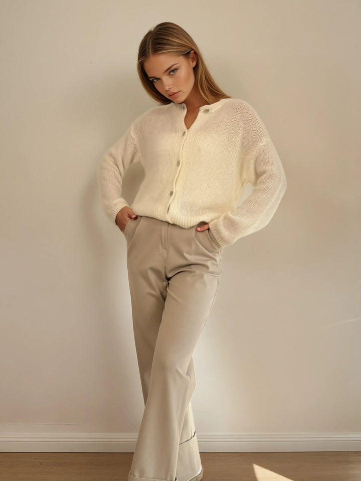 Cardigan mit Knopfleiste (Weiß)