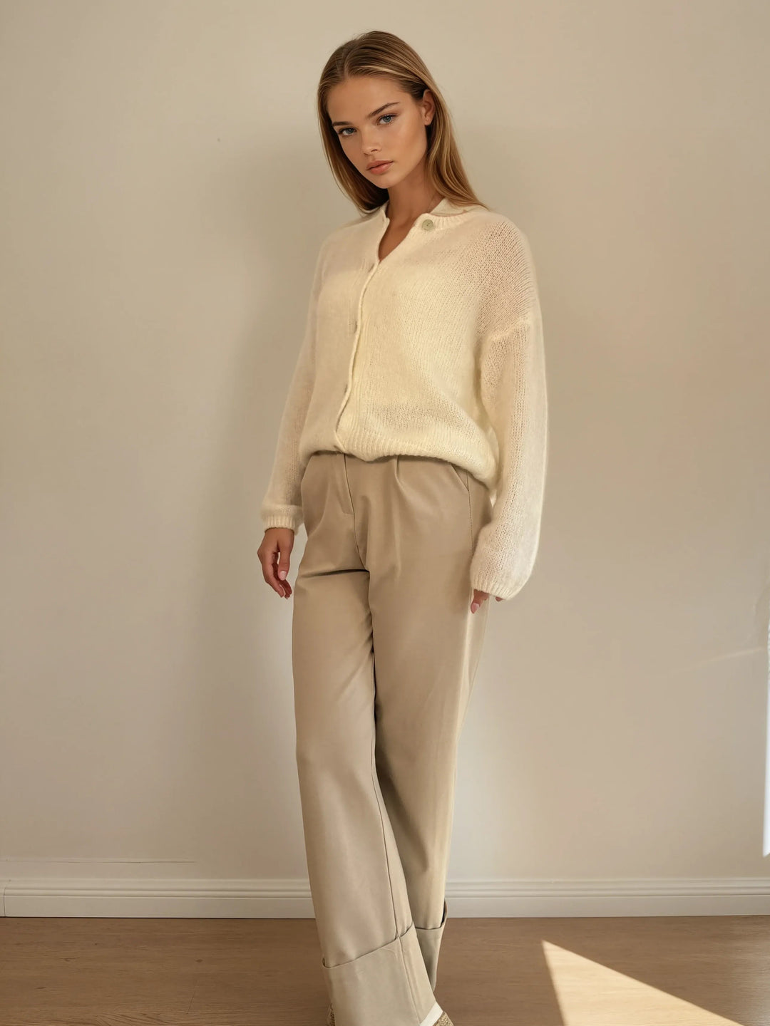 Cardigan mit Knopfleiste (Weiß)