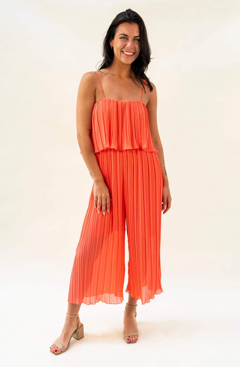 Jumpsuit in Faltenoptik (Peach)