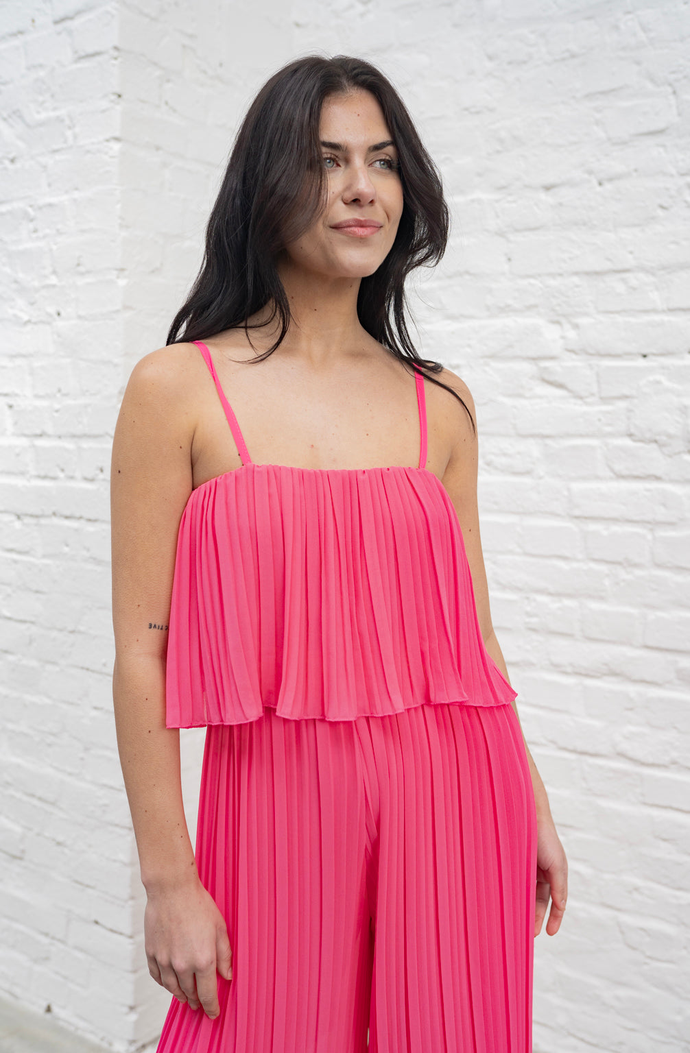 Jumpsuit in Faltenoptik (Pink)