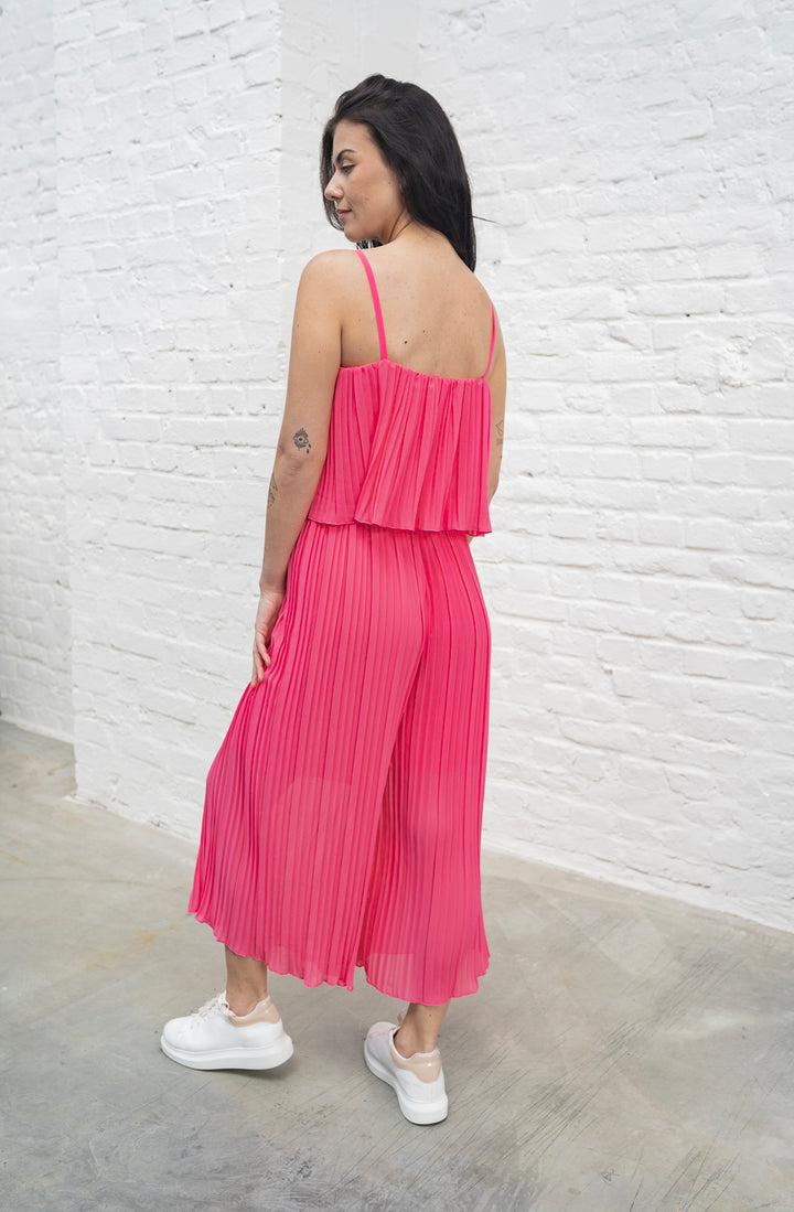 Jumpsuit in Faltenoptik (Pink)