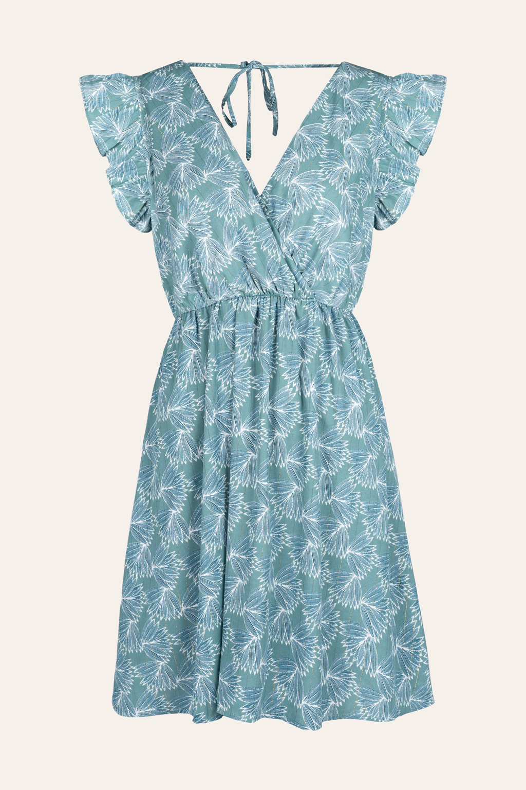 Kurzes Kleid mit Blumenprint (Blau-Grün)
