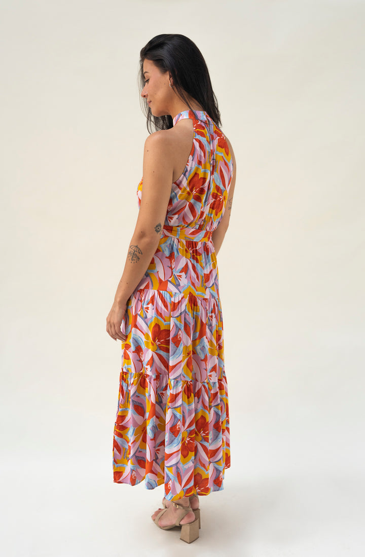 Ärmelloses Maxikleid mit Blumenprint (Buntmix)