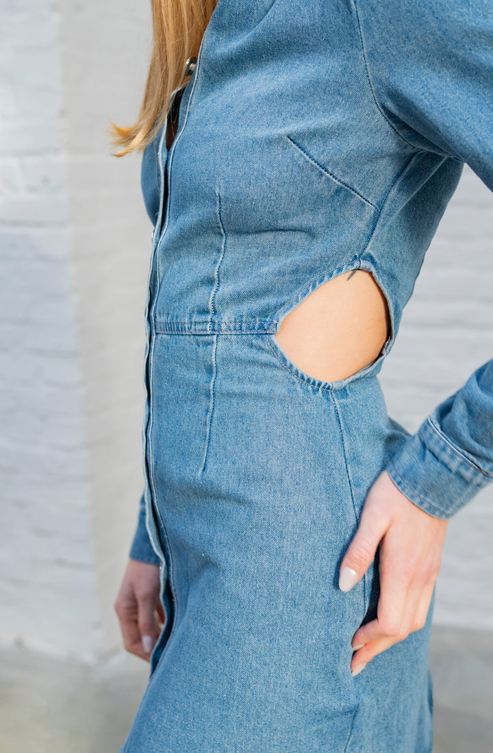 Jeanskleid mit Cut-Outs (Jeansblau)