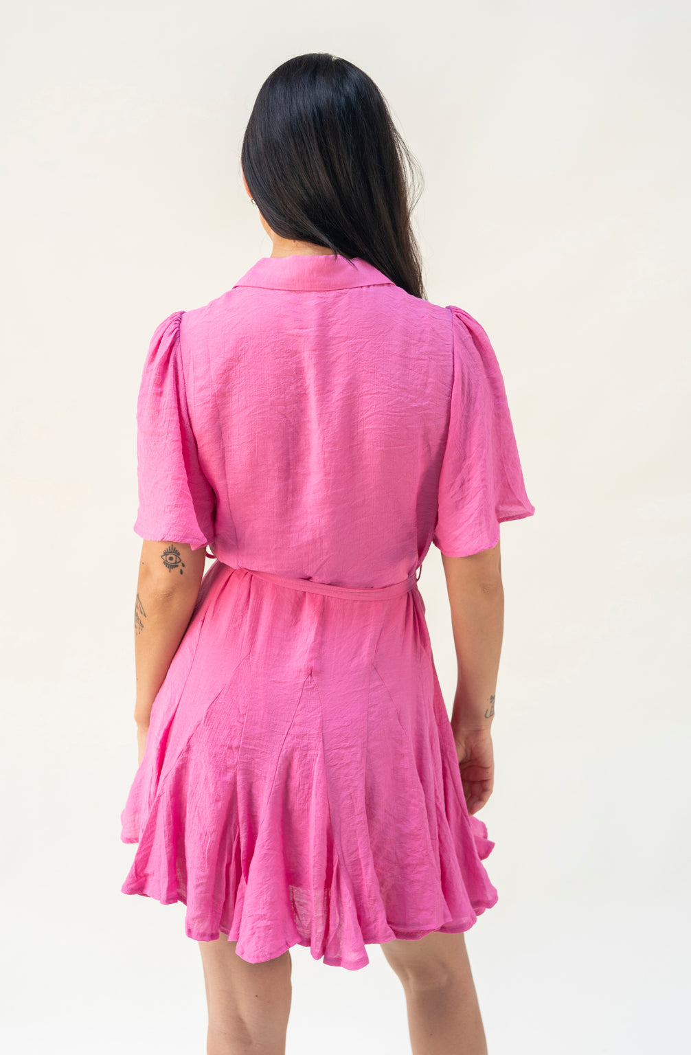 Kurzes Kleid mit ausgestelltem Rock (Pink)