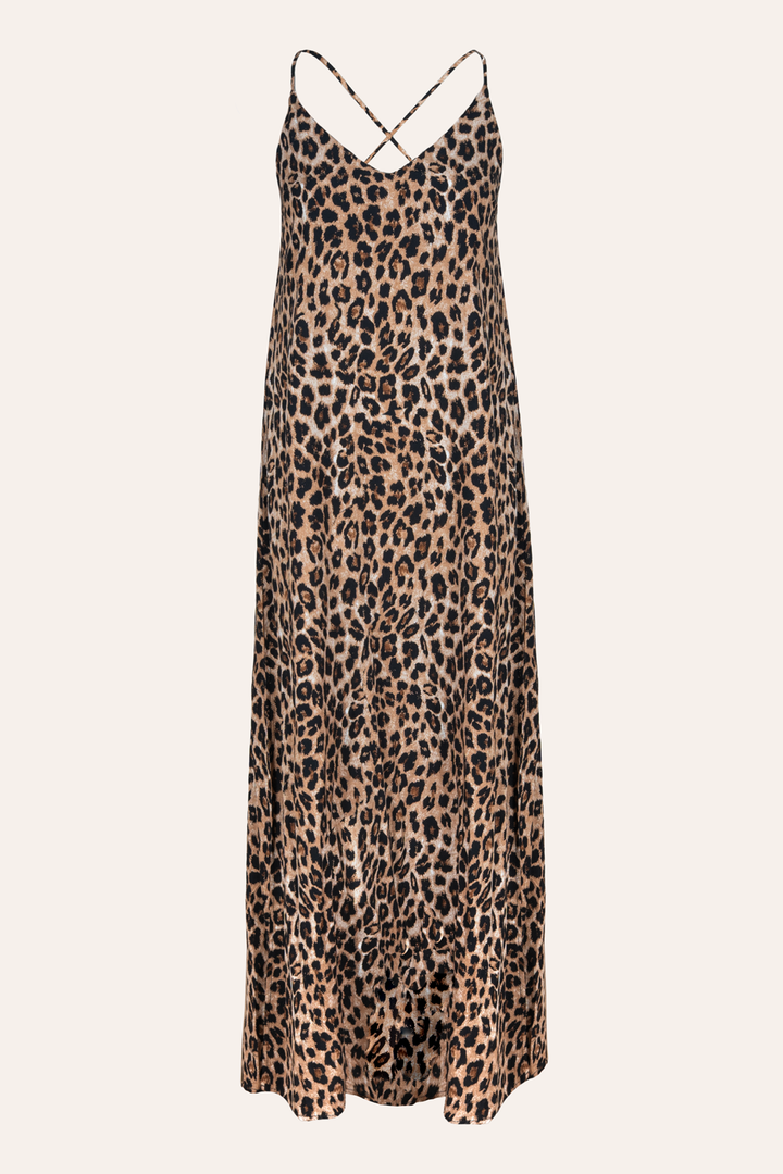 Maxikleid mit Leoprint (Leo-Braun)