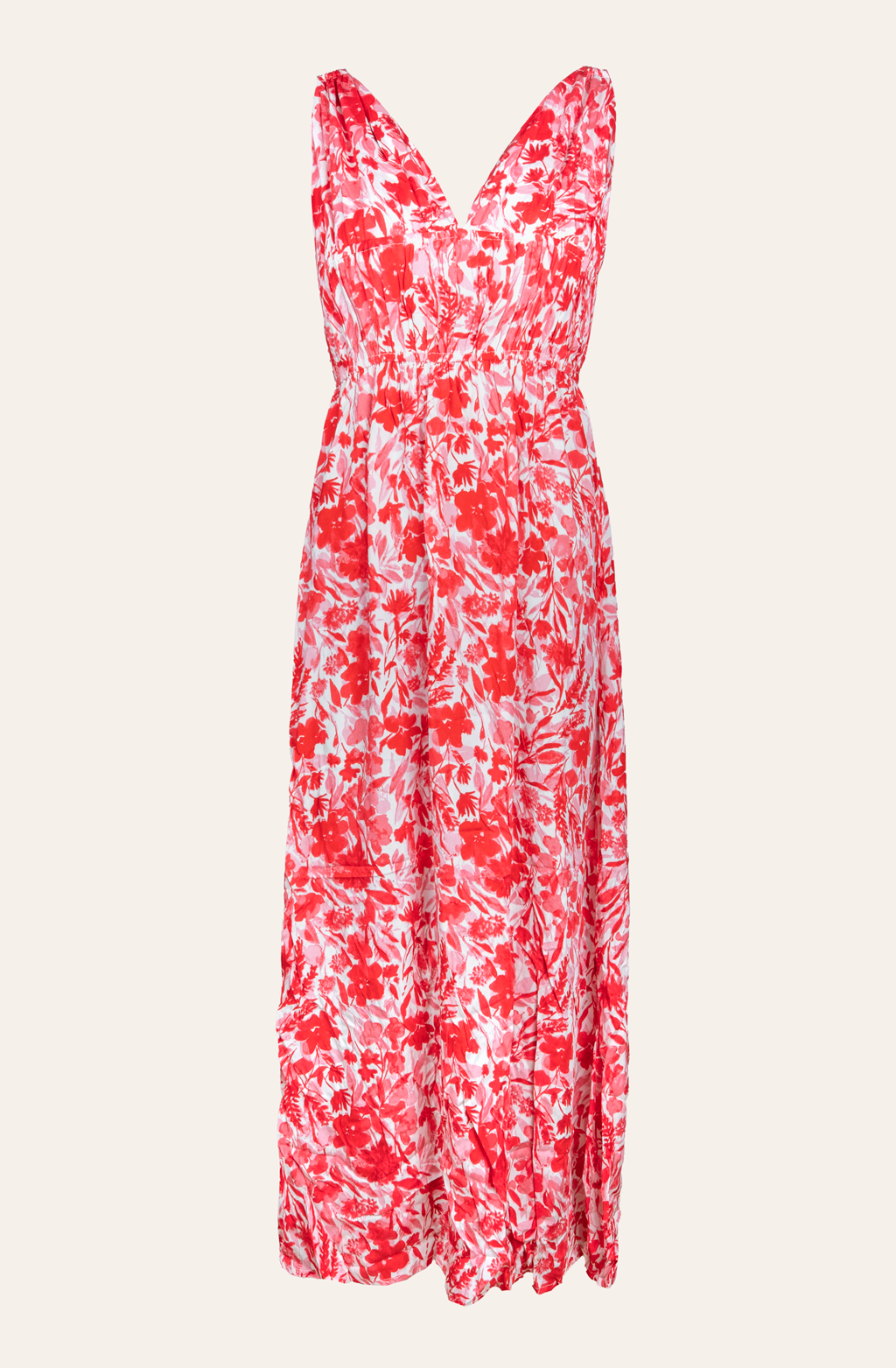 Maxikleid mit Floralem Print (Rot)