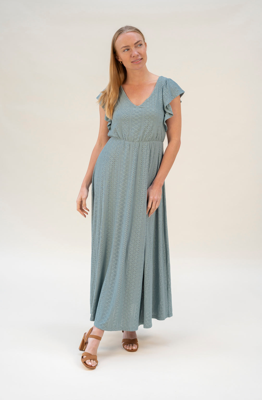 Maxikleid mit Stickdetails (Mint)