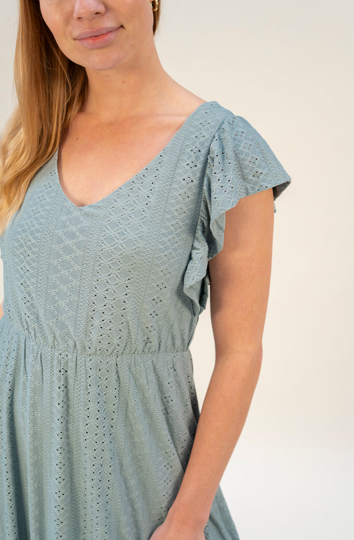 Maxikleid mit Stickdetails (Mint)