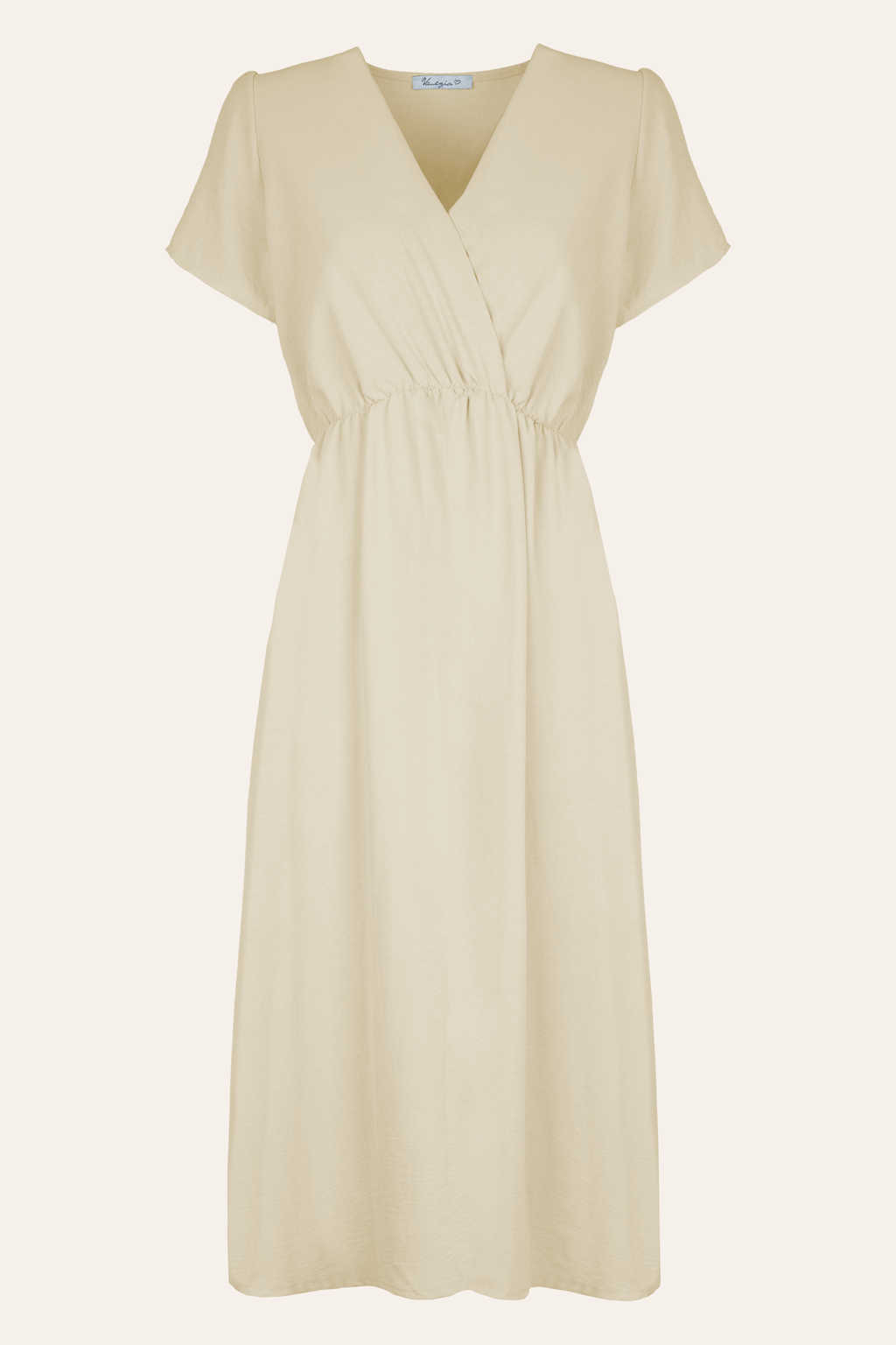 Midikleid mit V-Ausschnitt (Beige)